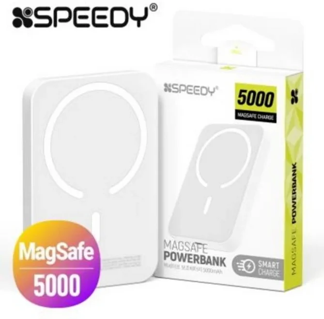 [스피디]맥세이프무선보조배터리/5000mAh/10W/화이트(메탈링포함)
